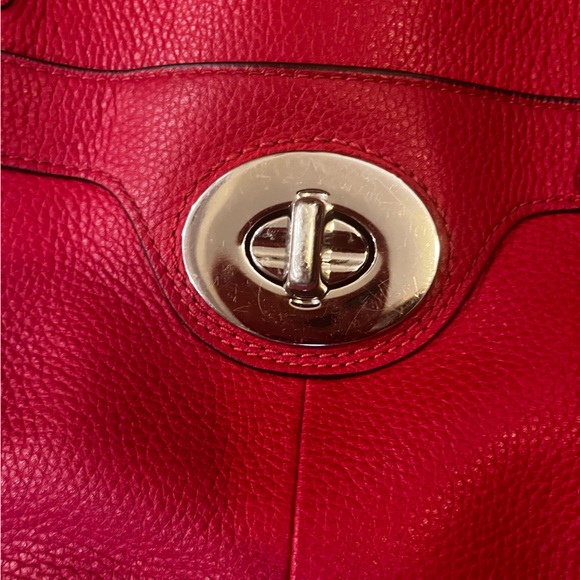 Coach Vintage F16531 Penelope Red Pebbled Leather Carryall Satchel - Picture 4 of 12